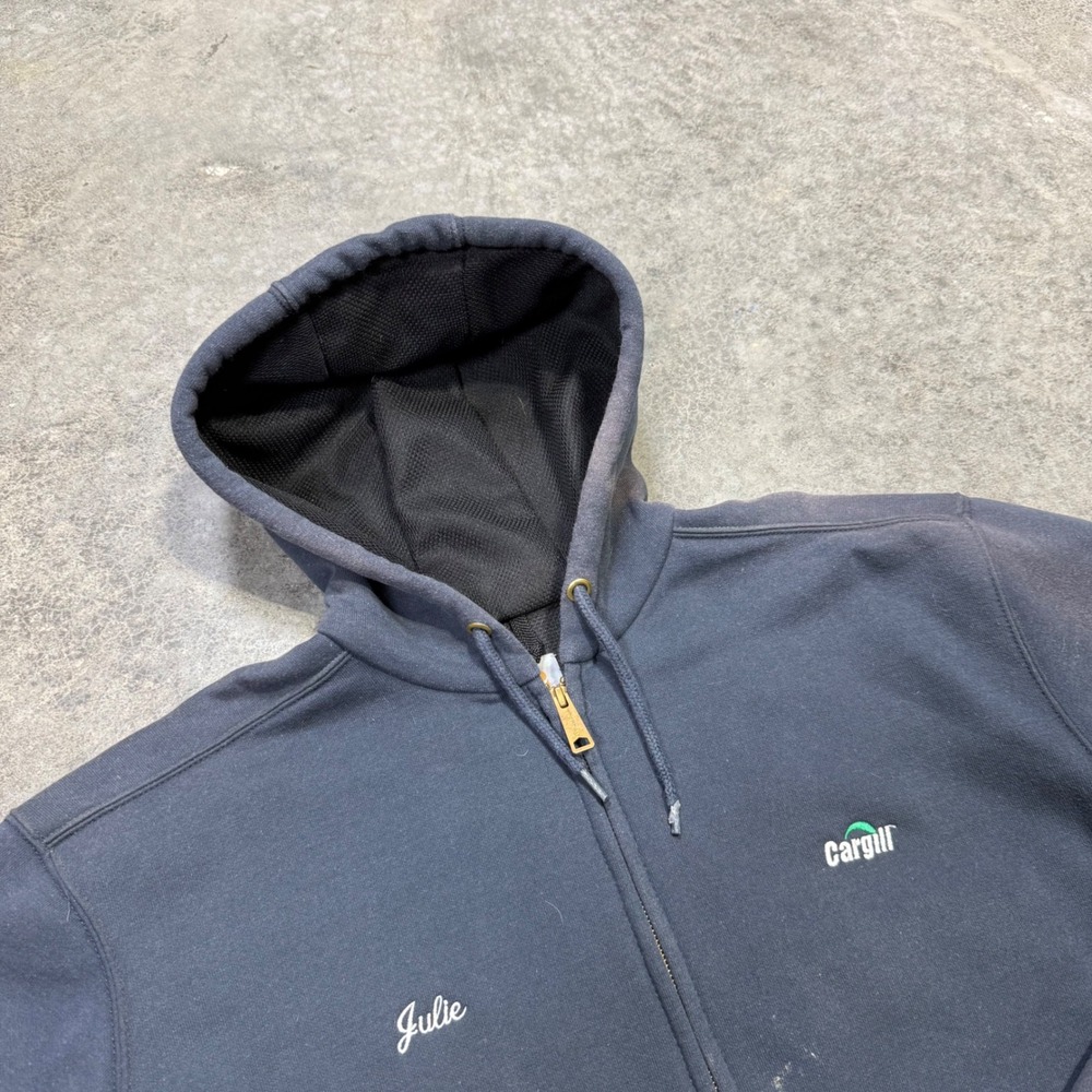 Carhartt Hoodie Women L Navy Cargill Zip Up Thermal Lined Workwear Sweatshirt